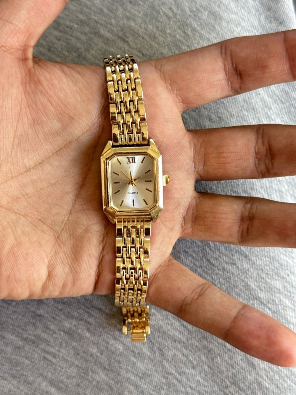 Clean Girl Gold Octagon Dial Link Band Watch Old Money Minimal OS